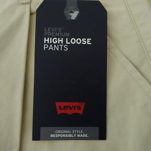 Levi's Wide Leg Pants Women's Size 27x32 Beige Twill High Loose Taper - Picture 8 of 11